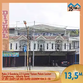 DIJUAL Cepat Ruko 3 Gandeng 2,5 Lantai Taman Palem Lestari - SS
