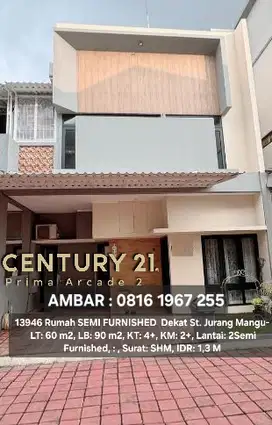 13946 - Rumah cantik semi furnished dekat st jurangmangu