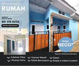 Rumah minimalis 2 kamar ready dan indent custom hanya 170 jutaan