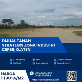 Dijual lahan industri lokasi  klaten luas 13527m BU!
