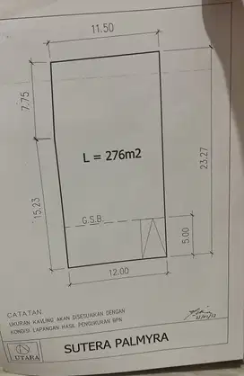 Tanah Kavling di Sutera Palmyra, Tangerang 276 m²
