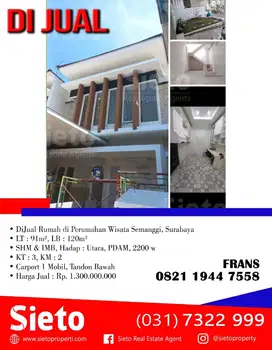 DiJual Rumah di Perumahan Wisata Semanggi, Surabaya