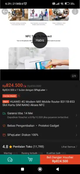 Sale Modem wifi Huawei B31B All operator jaringa  4g plus sudh NFC