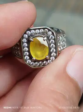 Batu yellow safir sapphire 1.59 carat ring perak memo MGL yakut kuning