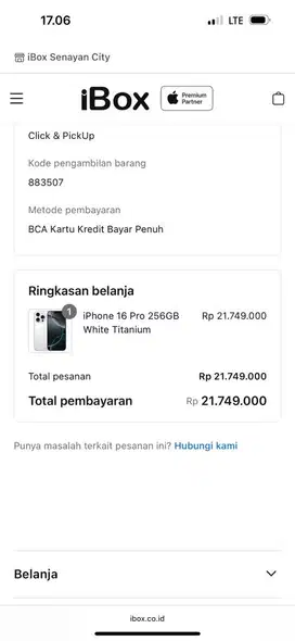 Jual Rugi iphone 16 pro 256gb segel ibox