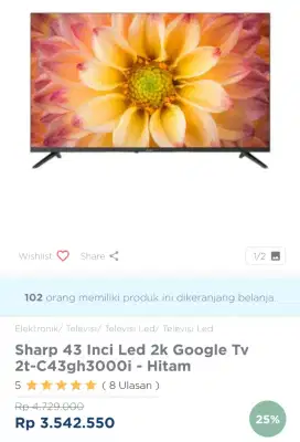 SHARP GOOGLE TV 43 INCI
