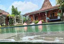 Villa Joglo di Tepi Sungai dan Sawah Lokasi Wisata