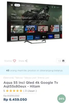 AQUA GOOGLE TV 4K 55 INCI