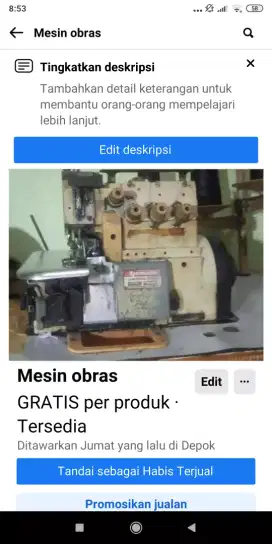 Jual mesin obras