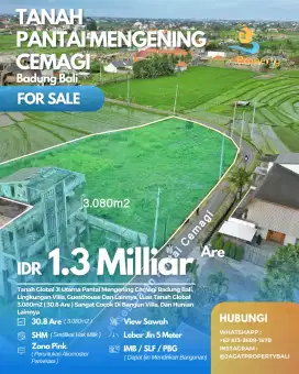 Dijual Tanah 30 are Mengening Cemagi Mengwi Badung Bali