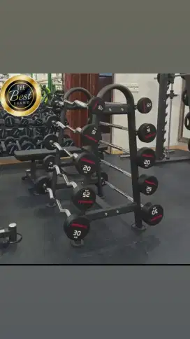 Dumbbell,Fix Rubber Barbell Straight+Curl 200Kg Set Rack
