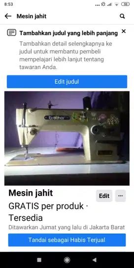 Jual mesin jahit