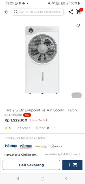 Kels 2.5 ltr evaporative air cooler