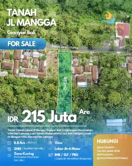 Dijual Tanah Lokasi Jl Mangga Gianyar