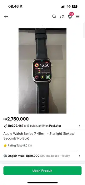 Apple Watch S7 45mm Starlight-Bekas/ Second