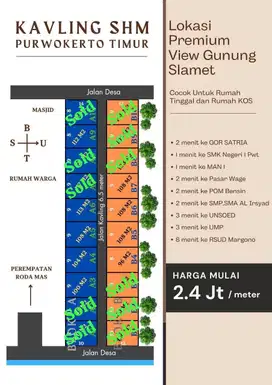 Tanah KAVLING dekat GOR, kampus UNSOED Purwokerto