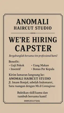 LOWONGAN KERJA BARBERSHOP