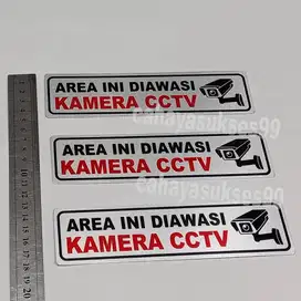 Stiker Plat Aluminium Printing Sign Board AREA INI DIAWASI KAMERA CCTV