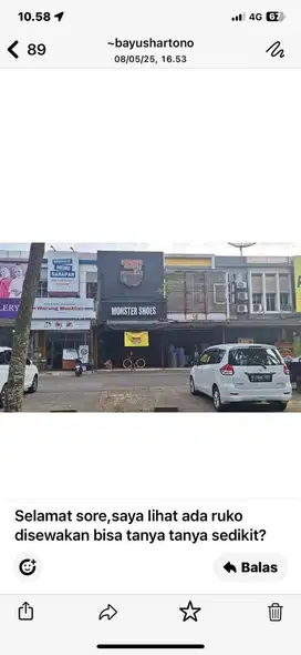 Di sewakan ruko melia bunderan 4 depan citymarket