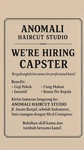 LOKER UNTUK PEMOTONG RAMBUT DI BARBERSHOP
