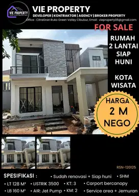Jual Rumah Cantik  Cluster Favorite. Kota Wisata Cibubur.
