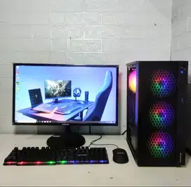 PC set Gaming Grafis i7 RAM 16 SSD 256 VGA 8 GB LED 24in FHD Key RGB