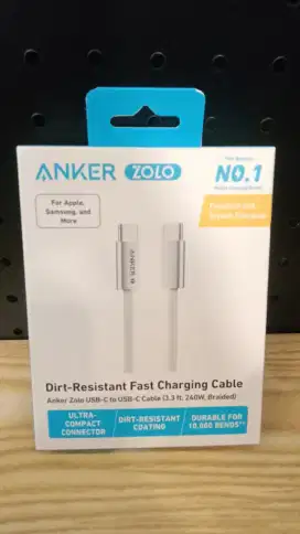 Anker Zolo USB-C to USB-C Braided Cable 1m, 240W, A8060H21 - WHITE