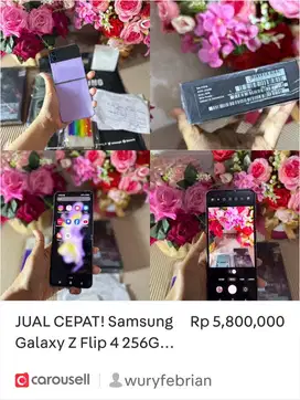 DIJUAL! Samsung Galaxy Z Flip 4 256GB/Ram: 8GB/Bora Purple/5,8jt