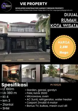 Jual Rumah Cantik Siap Huni Cluster Favorite. Kota Wisata Cibubur.