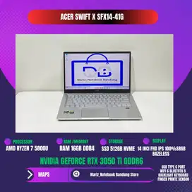 ACER SWIFT X SFX14-41G AMD RYZEN 7 5800U NVIDIA RTX 3050 Ti RAM 16GB