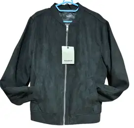 Jual Jaket Pull and Bear Black Suede Baru