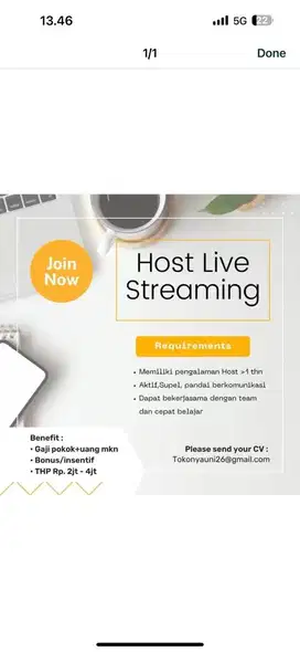 Lowongan Kerja Host Admin Online Shop