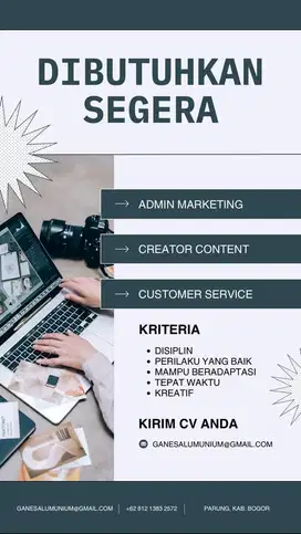 DIBUTUHKAN ADMIN MARKETING & CUSTOMER SERVICE