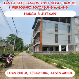 Tanah Cocok Bangun Kost Dekat UB di Merjosari Malang