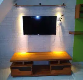 Meja TV minimalis kayu jati