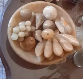 Hiasan buah buahan lemari ruang tamu buah keramik 1 set marmer