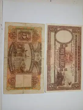 Uang kertas kuno 5 Dollar HK