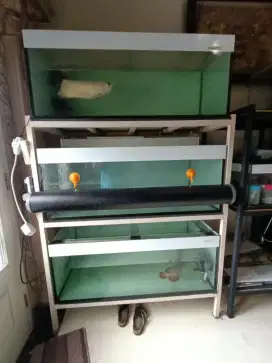 Aquarium plus rak 3 susun