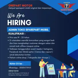 Lowongan admin toko sparepart mobil