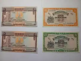 Uang kertas kuno 5 HK Dollar