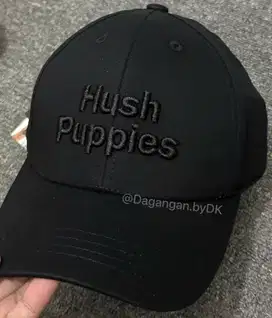 Topi Hush Puppies 3D Logo Original 100% (Full Black)