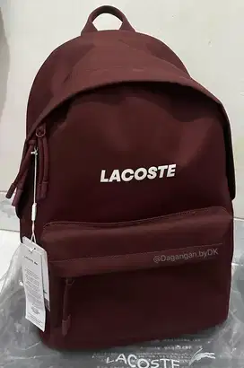 Tas Backpack Lacoste Logo Original 100% (Red Maroon)