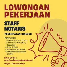 LOWONGAN KERJA STAFF NOTARIS
