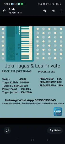 Joki Tugas ,Skripsi dan Les Privat