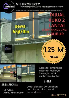 DISEWA RUKO 2 LT Di Leuwinanggung Cibubur.