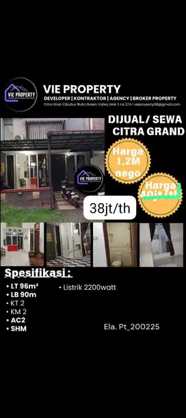 MURAHH, RUMAH RAPI SIAP HUNI DISEWAKAN FURNISHED DI CITRA GRANCIBUBUR