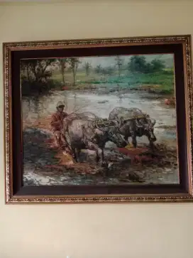 Dijual lukisan petani bajak sawah