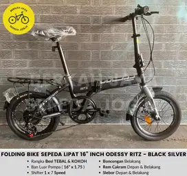 NEW Folding Bike Sepeda Lipat Size 16 inch Odessy Ritz Cakram 7 Speed