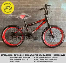 Sepeda Anak Cowok Size 20” inch BMX Atlantis Rem Cakram Ban BESAR 2.50