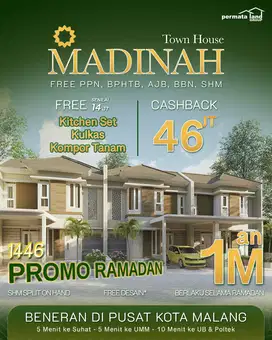 PROMO RAMADAN RUMAH PUSAT KOTA MALANG 2 LANTAI 1M an
